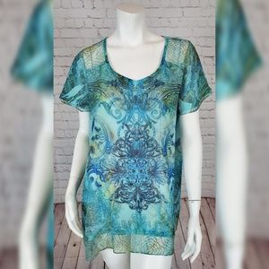 Dress Barn Sheer Embellished Blouse Size 14/16